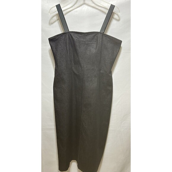 BCBG Maxazria Jean L Black Denim Spaghetti Polka Dot‎ Strap Dress - No Size Tag - Picture 1 of 11